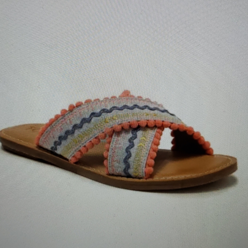NEW Toms Viv Pompom Chambray Sandal - Picture 9 of 11